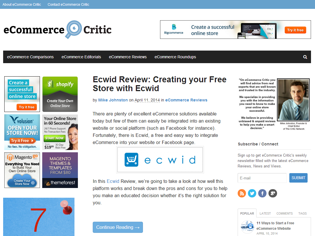 Our new site, eCommerce Critic is now live!