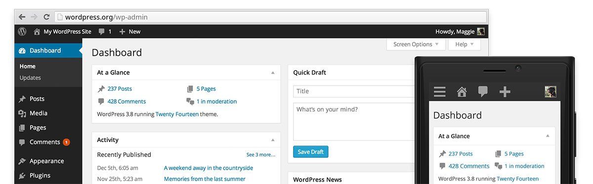 WordPress 3.8 brings Interface Overhaul and Better Mobile Experience