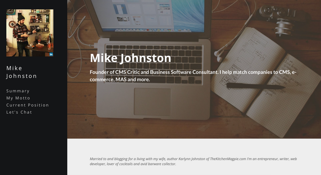 Create an instant resume website with Strikingly