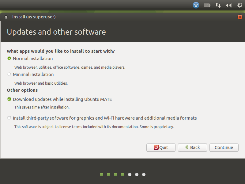ubuntu mate review - choosing the installation type