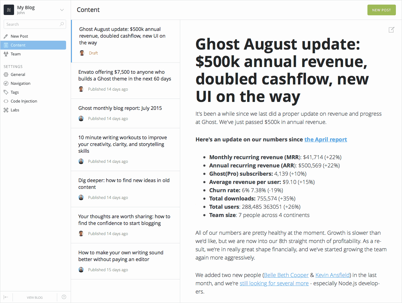 Ghost Improves Interface with New Look and Functionality