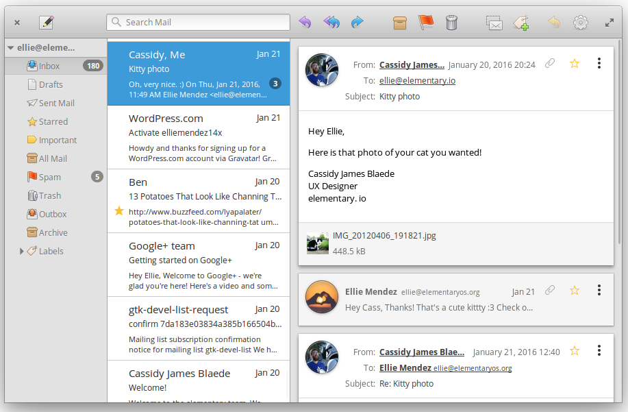 Elementary OS Review - Mail (Geary)