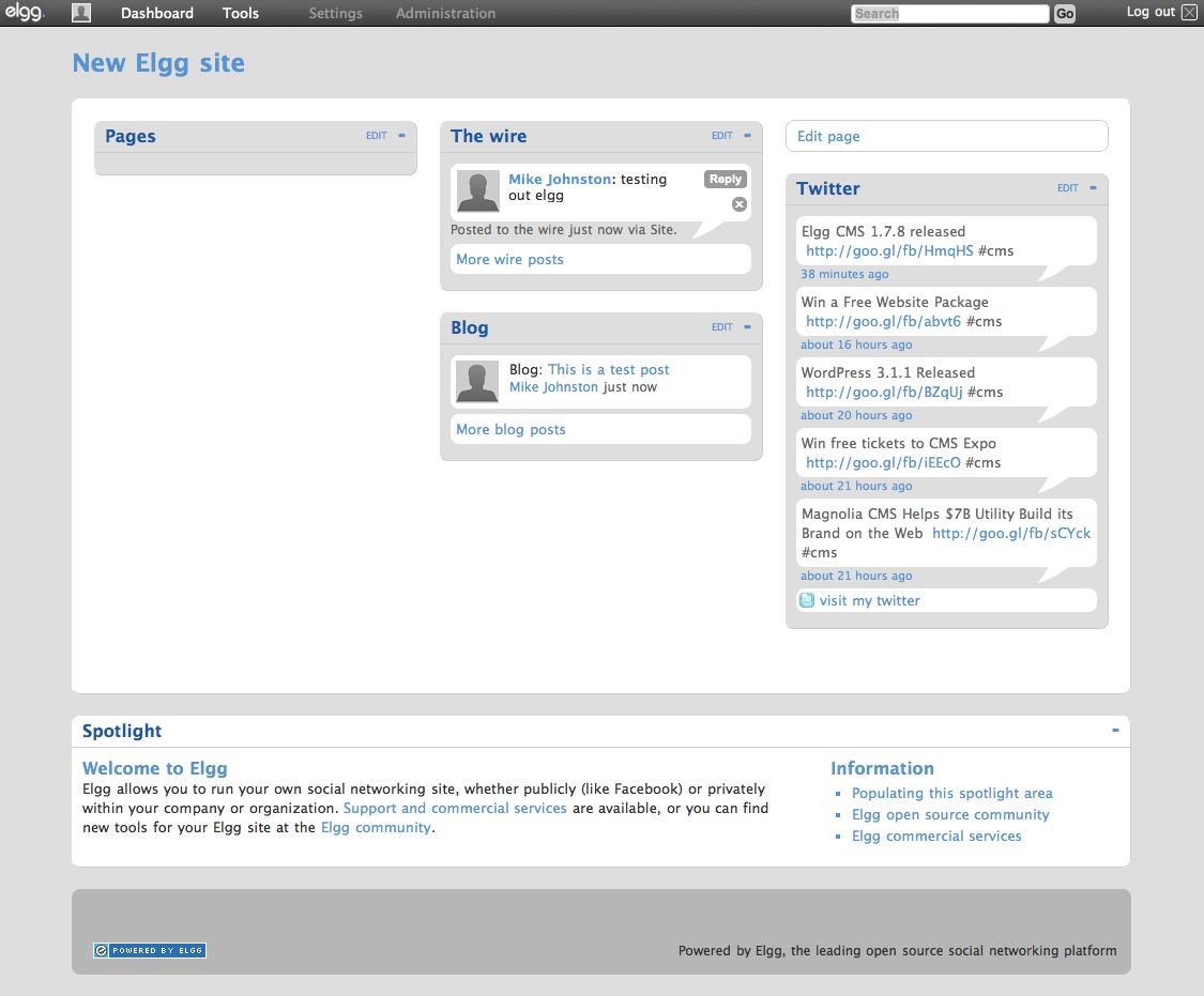 Elgg Review - The Social Networking CMS - CMS Critic