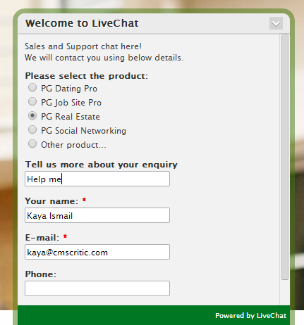 PG Real Estate Live Chat