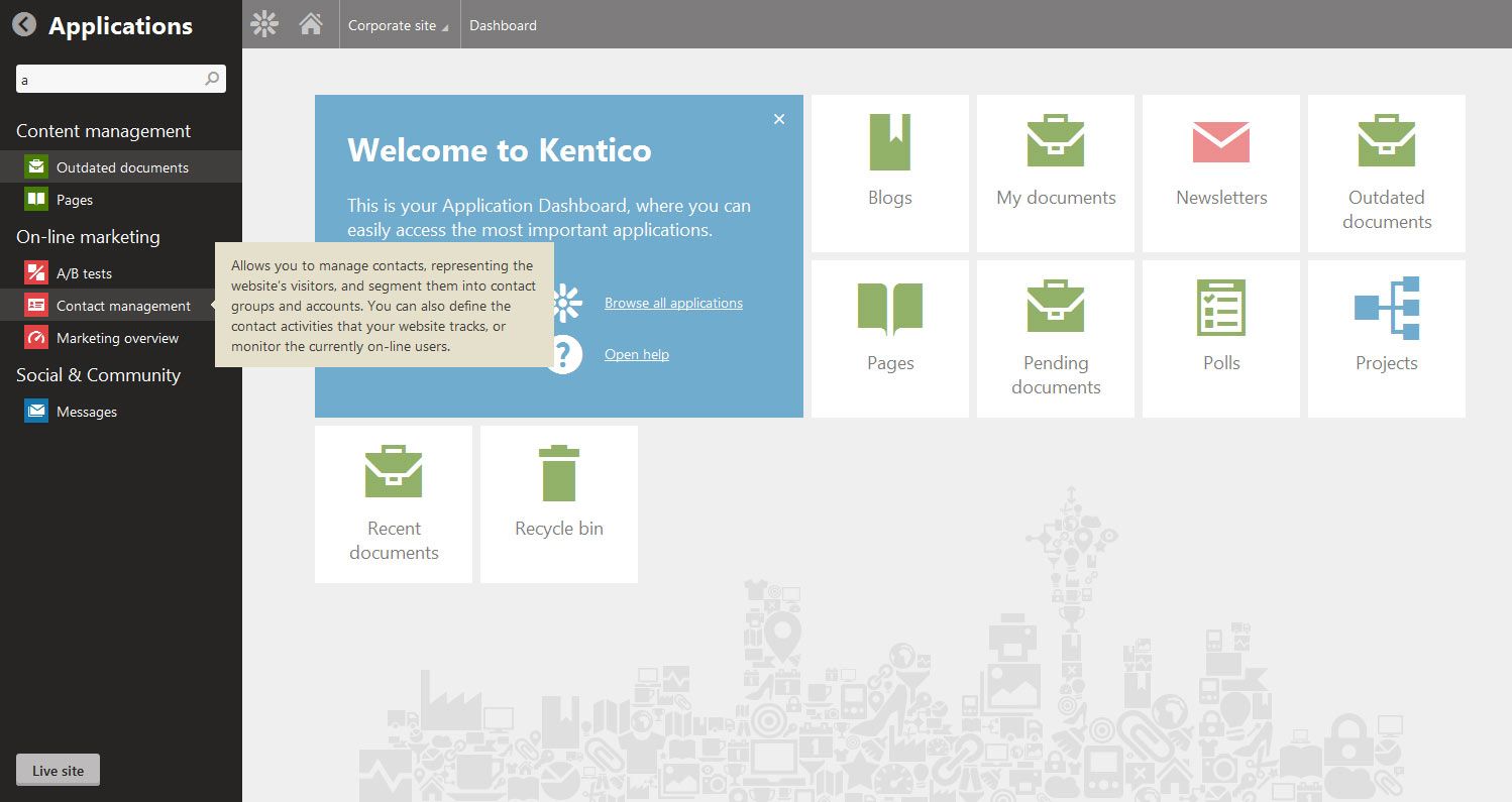Kentico 8 screenshot