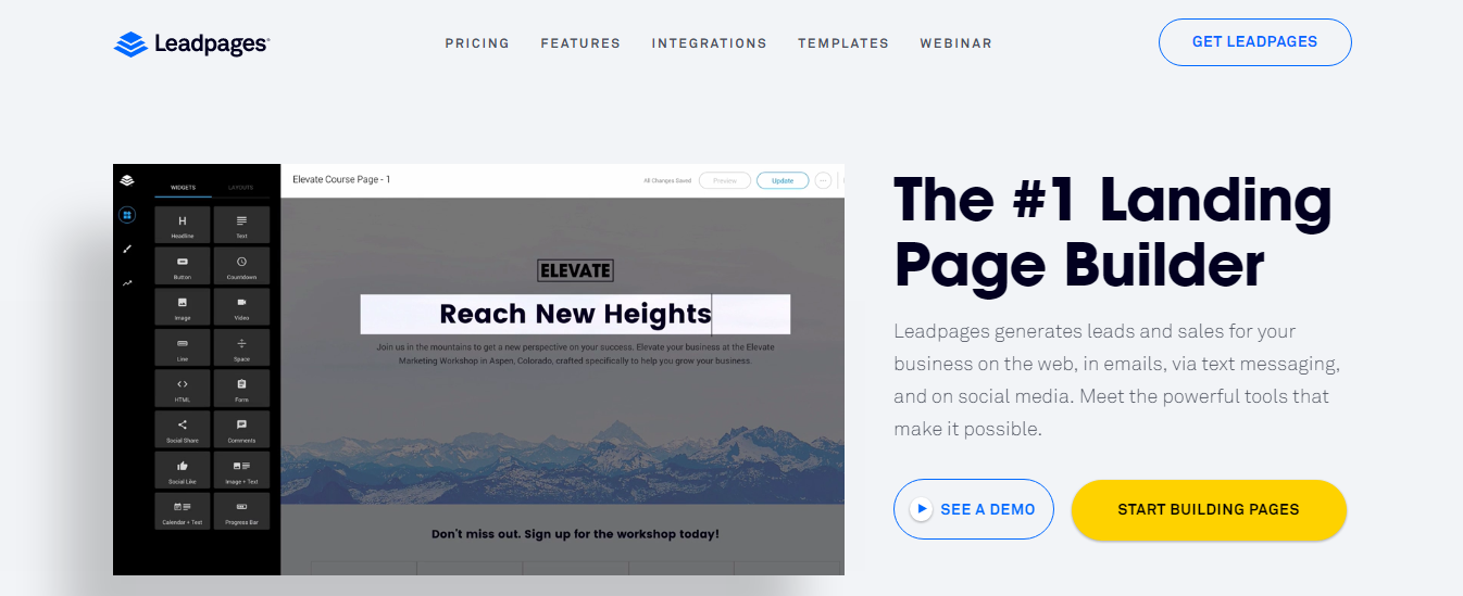 Leadpages landing page builder